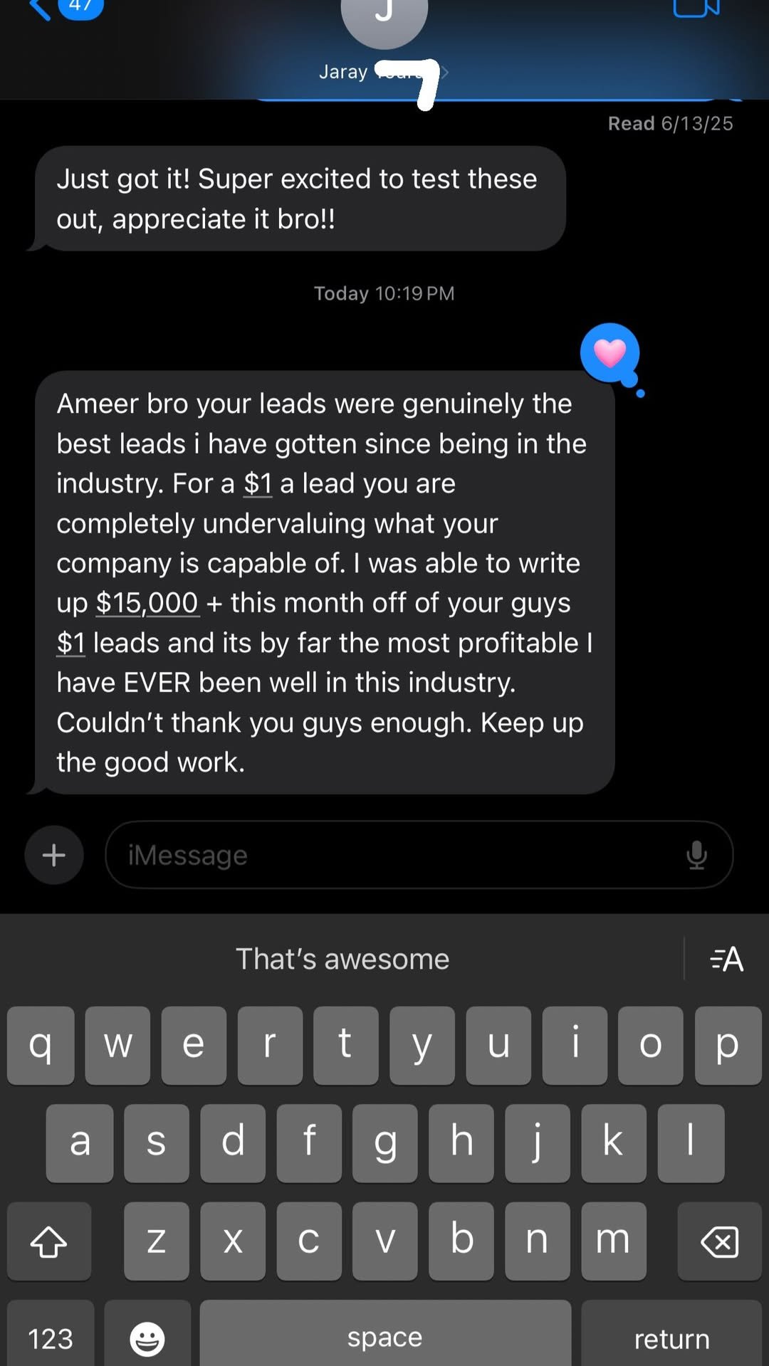 Customer review from SCREENSHOT