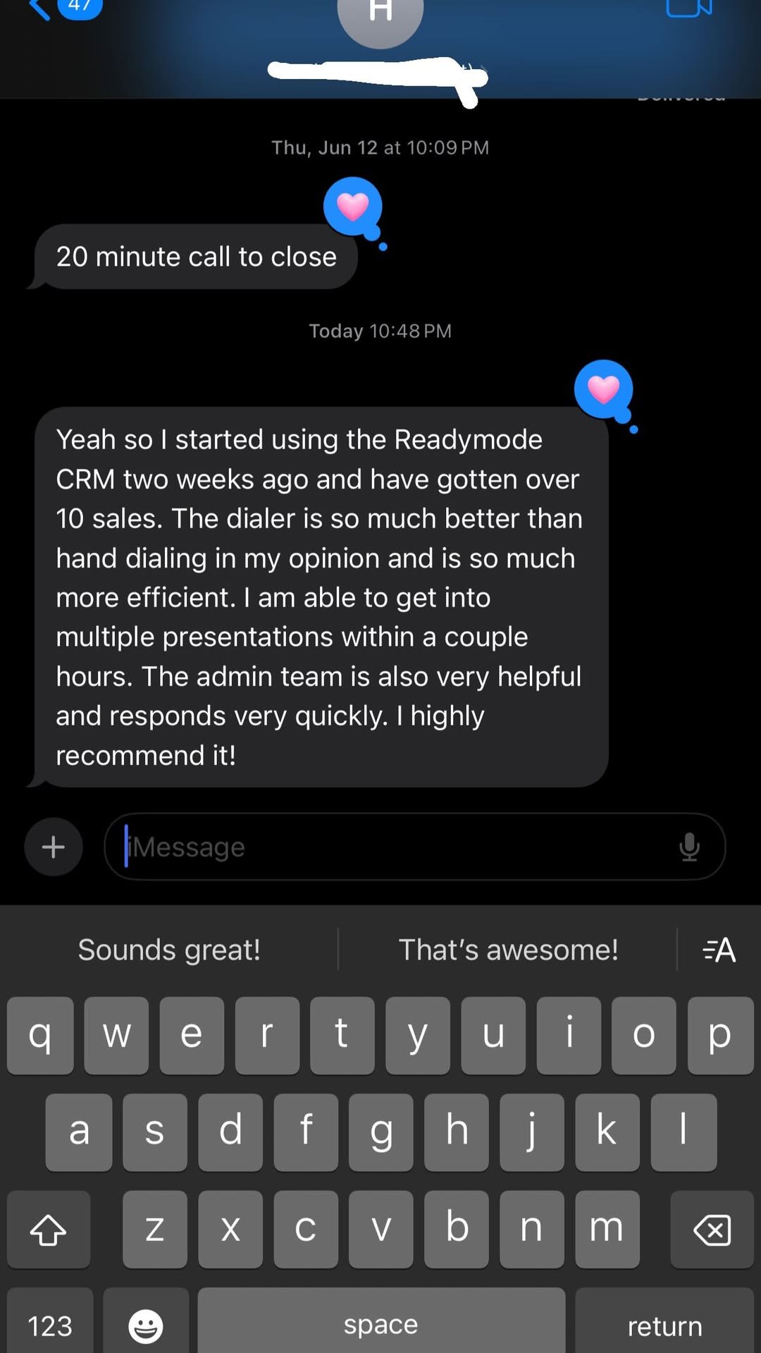Customer review from SCREENSHOT